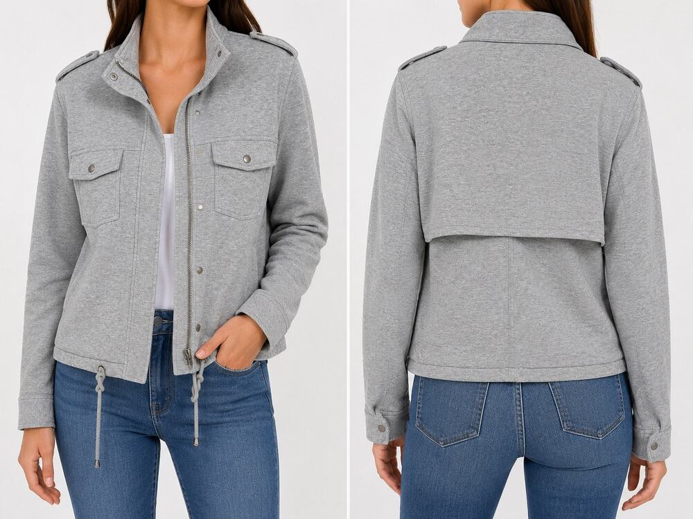 Rails Collins Utility Jacket Women's XL Heather Gray Military Snap & Zip Front - Picture 1 of 10